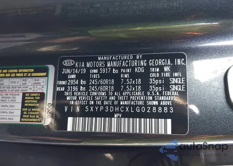 2020 Kia Telluride Ex z USA, uszkodzony, nr VIN 5XYP3DHCXLG028883